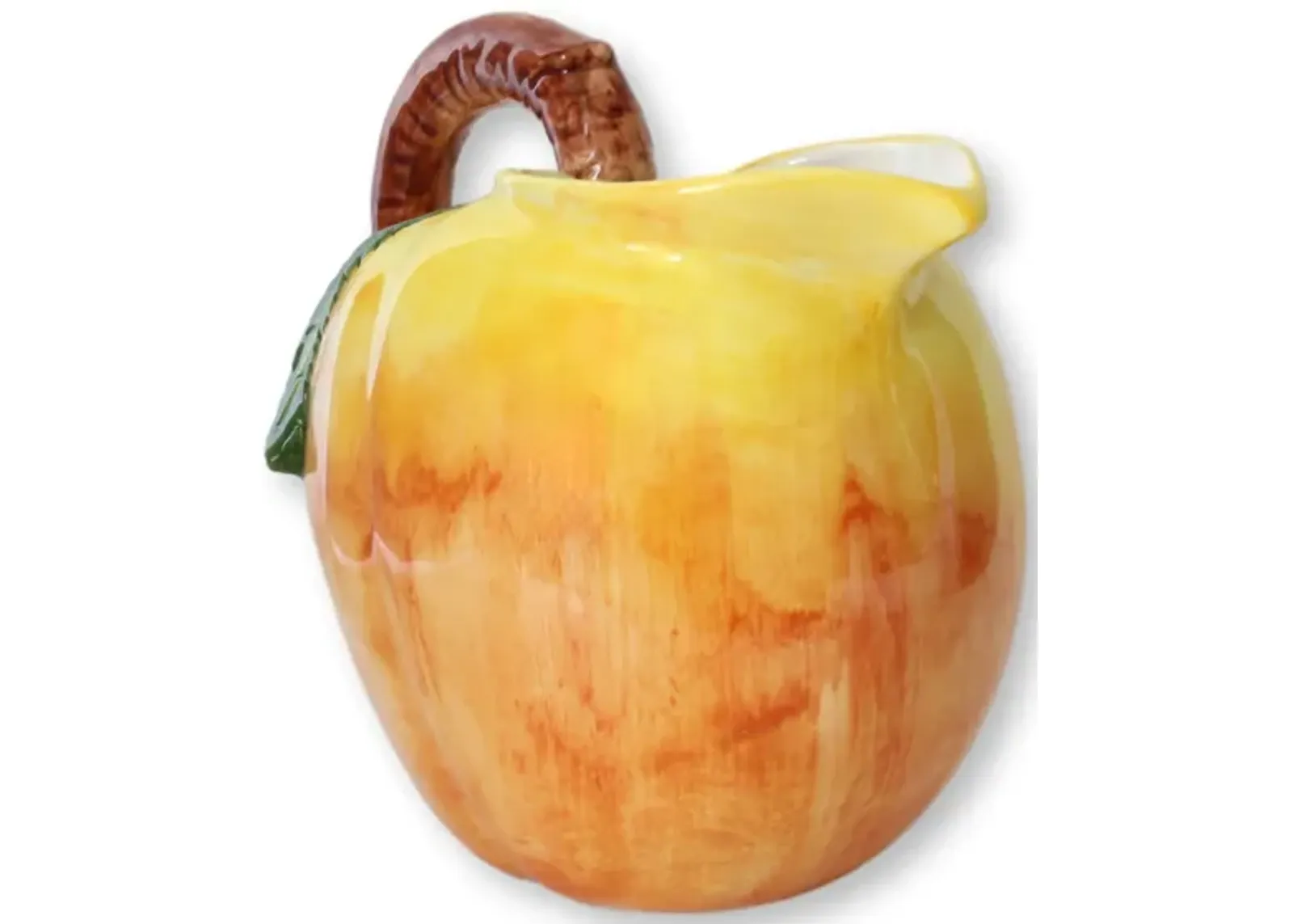 Midcentury Italian Majolica Peach Jug - Orange