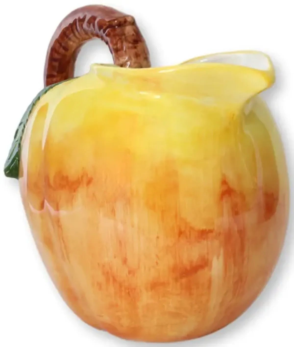 Midcentury Italian Majolica Peach Jug - Orange