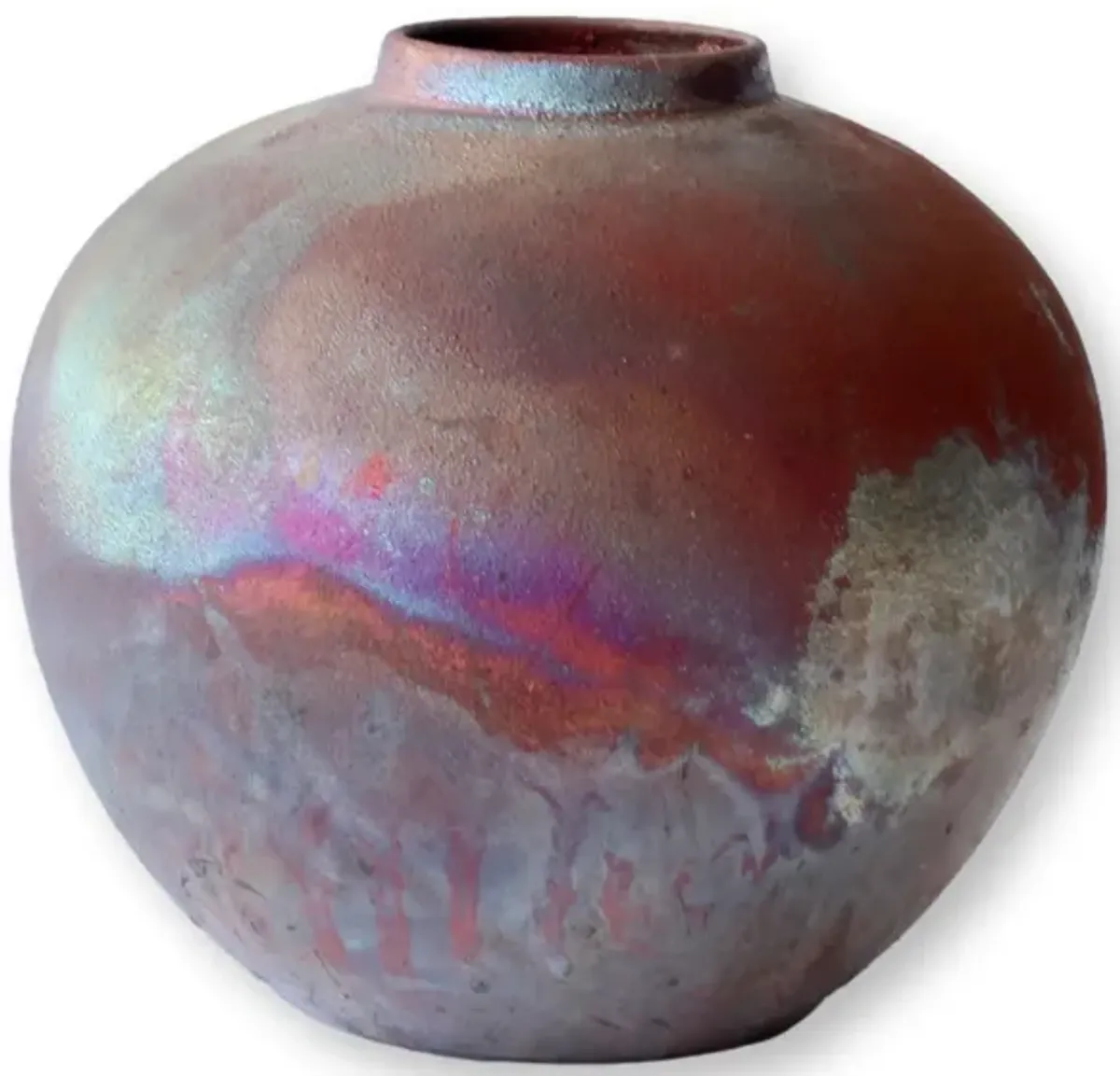 Signed Raku Art Pottery Urn & Vase - Purple