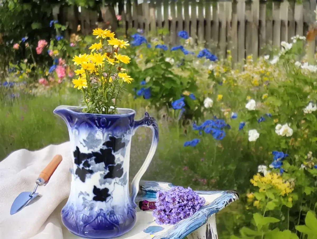 Antique English Flow Blue Jug