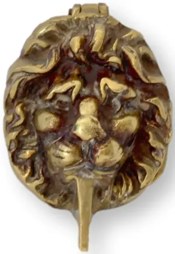 English Brass Lion Head Door Knocker - Rose Victoria