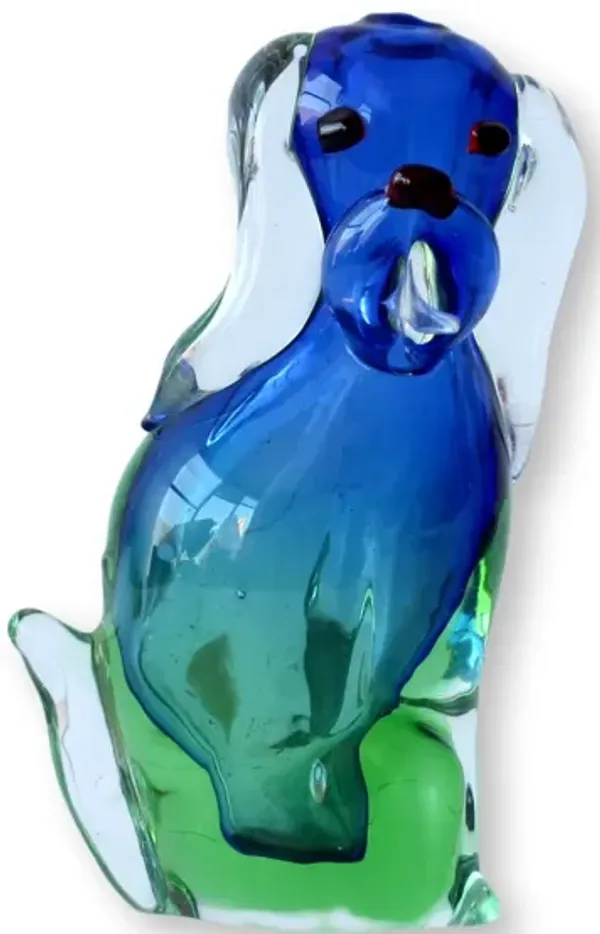 1970s Hand-Blown Seguso Murano Dog Vase - Rose Victoria