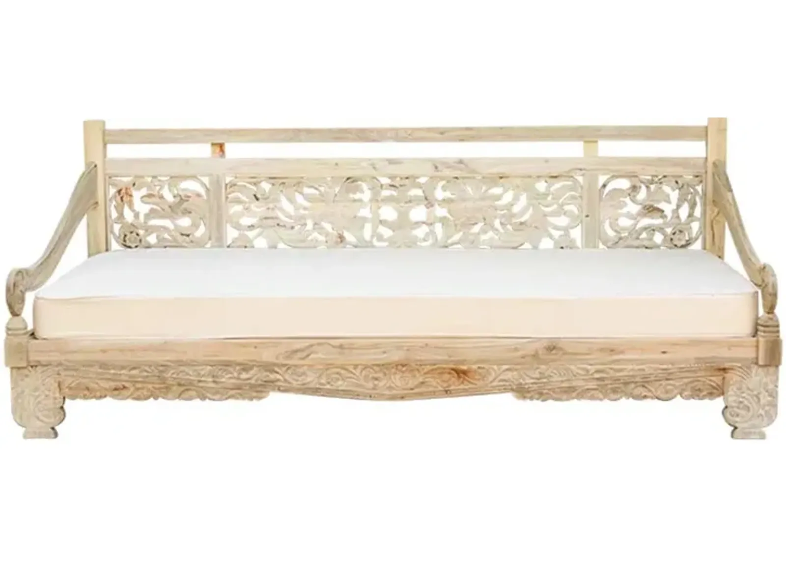 102" Beautifully Carved Opium Daybed - Handcrafted - Comfortable, Sturdy