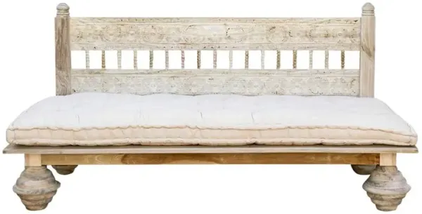 Old Bleached Wood Floral Daybed Sofa - de-cor - Handcrafted
