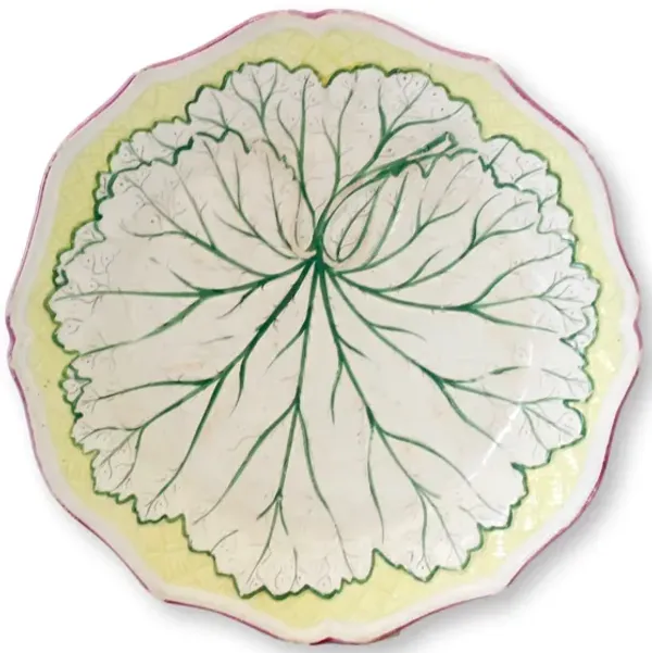Antique French Bordeaux Creamware Plate - New England Mercantile - Green