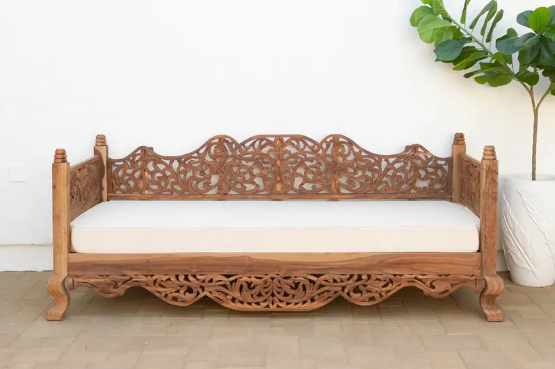 8' Long Reclaimed Anglo Indian Daybed - Comfortable, Sturdy