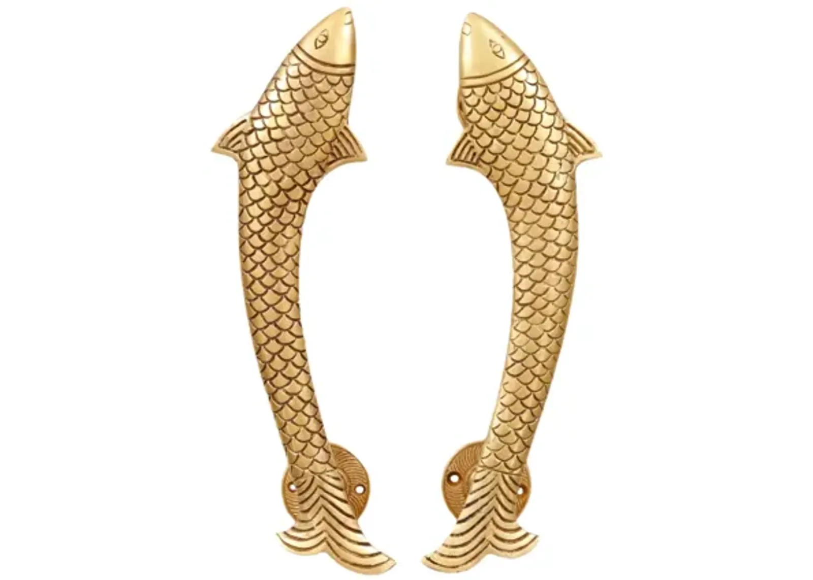 Gold Brass Fish Handles - a Pair