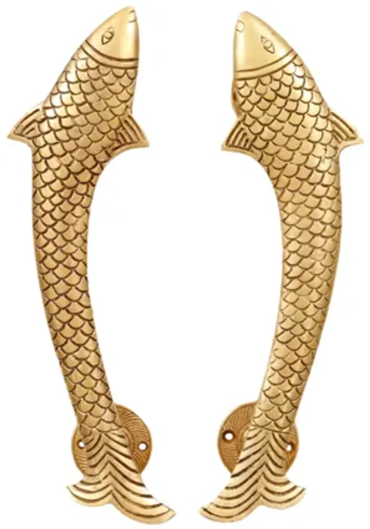 Gold Brass Fish Handles - a Pair