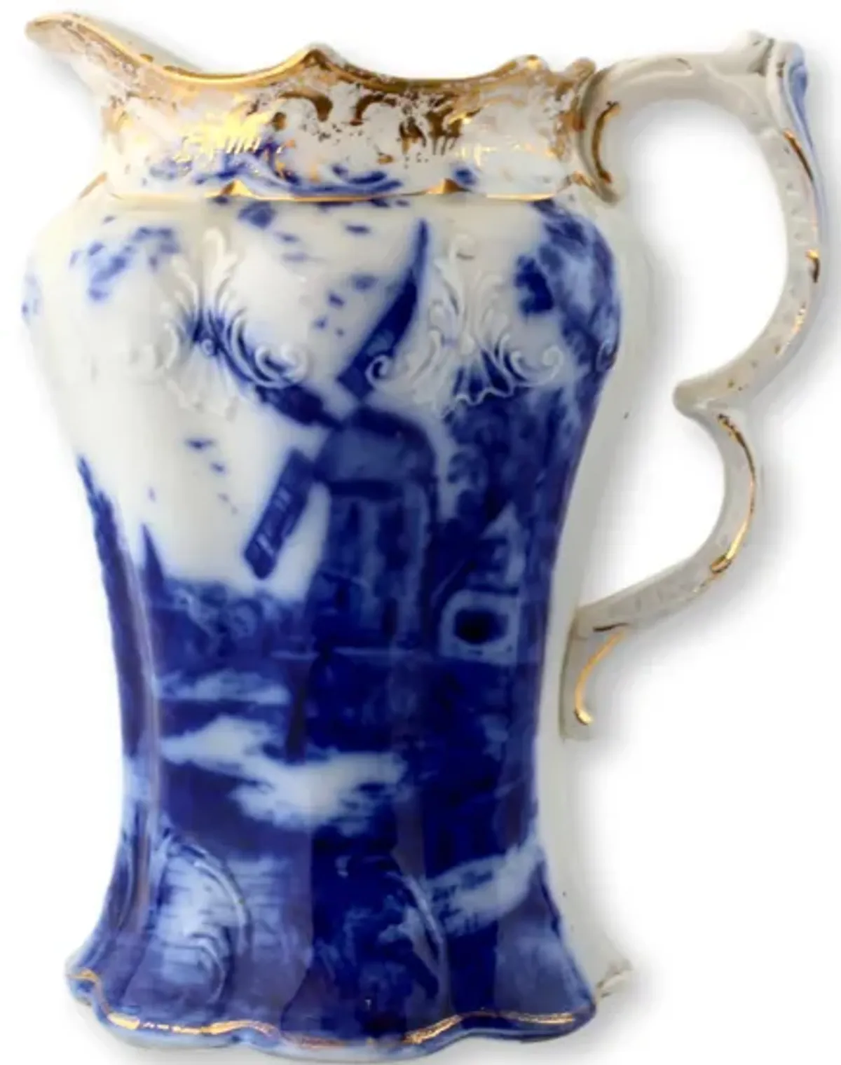 English Flow Blue Nautical Jugs - Set of 2 - New England Mercantile