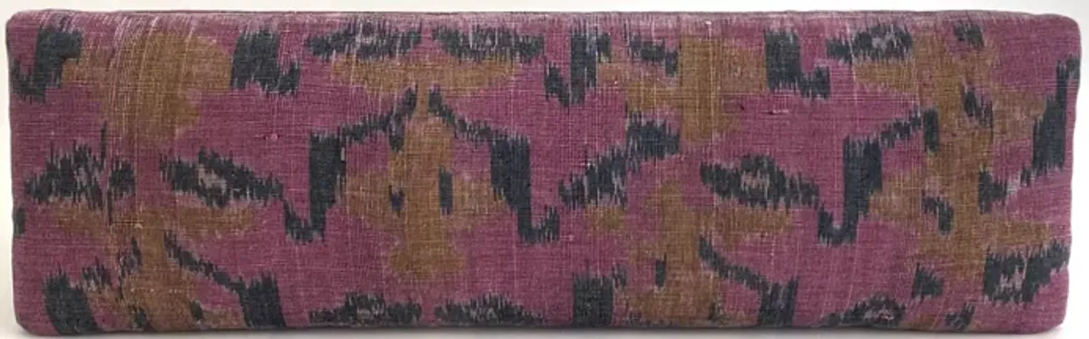 Victorian Oak & Ikat Fender Footstool - Purple