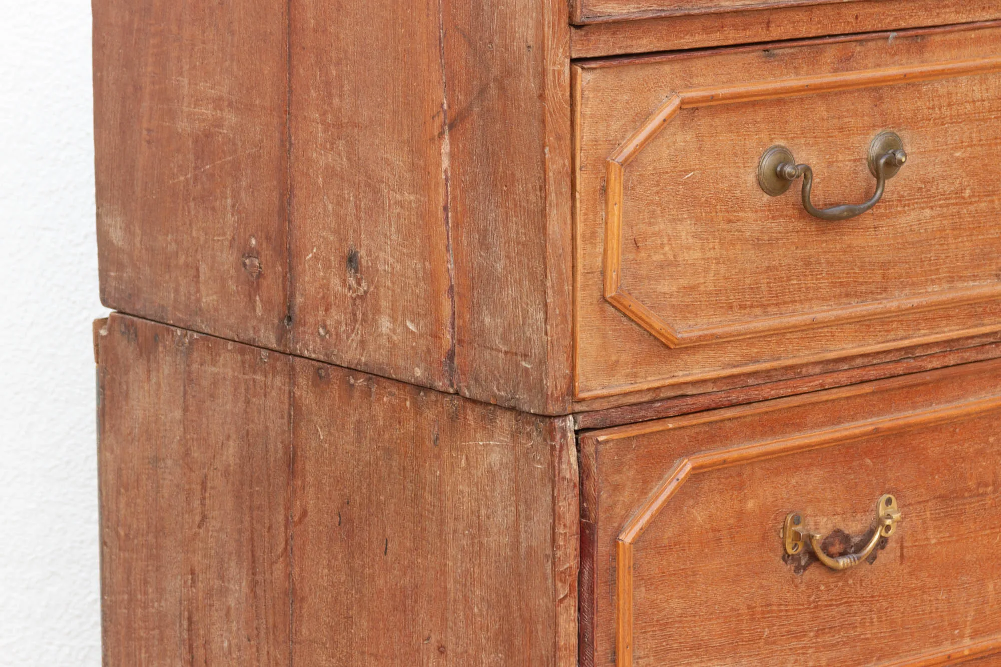 Antique Colonial Teak Chest on Chest - Brown