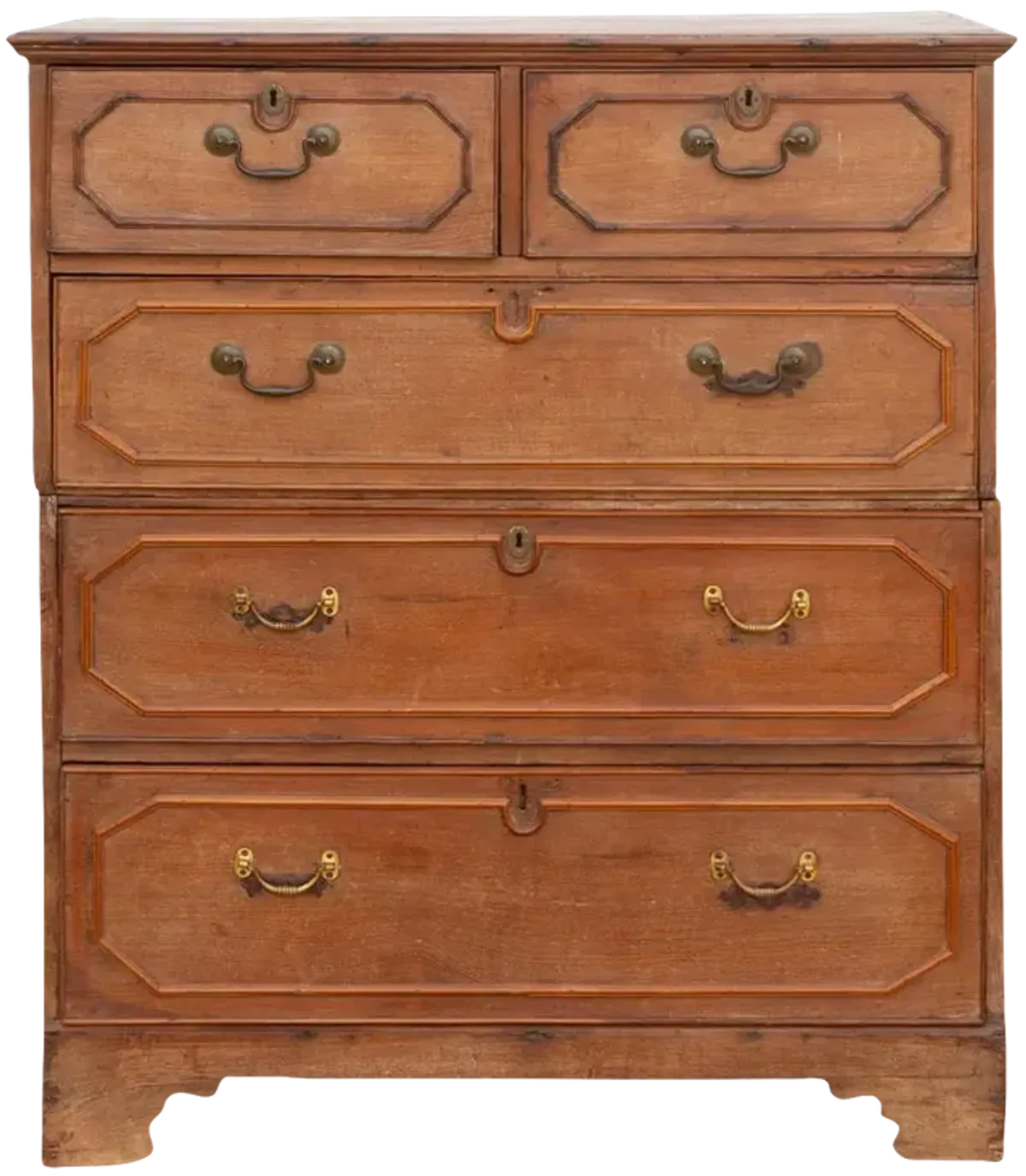 Antique Colonial Teak Chest on Chest - Brown