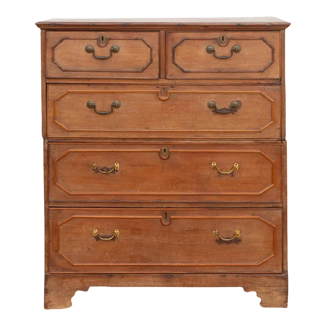 Antique Colonial Teak Chest on Chest - Brown