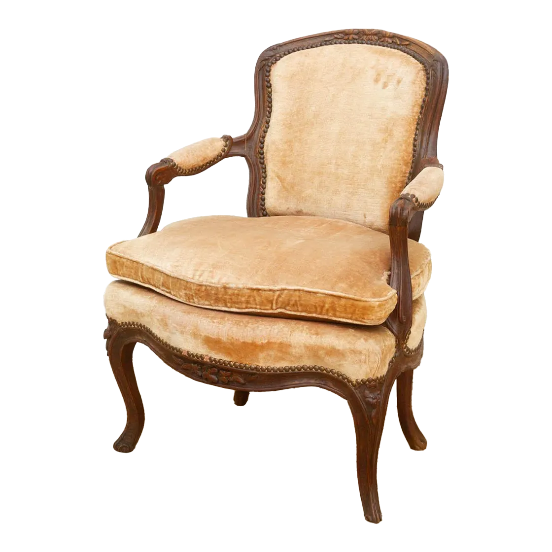 Antique French Carved Walnut Chair