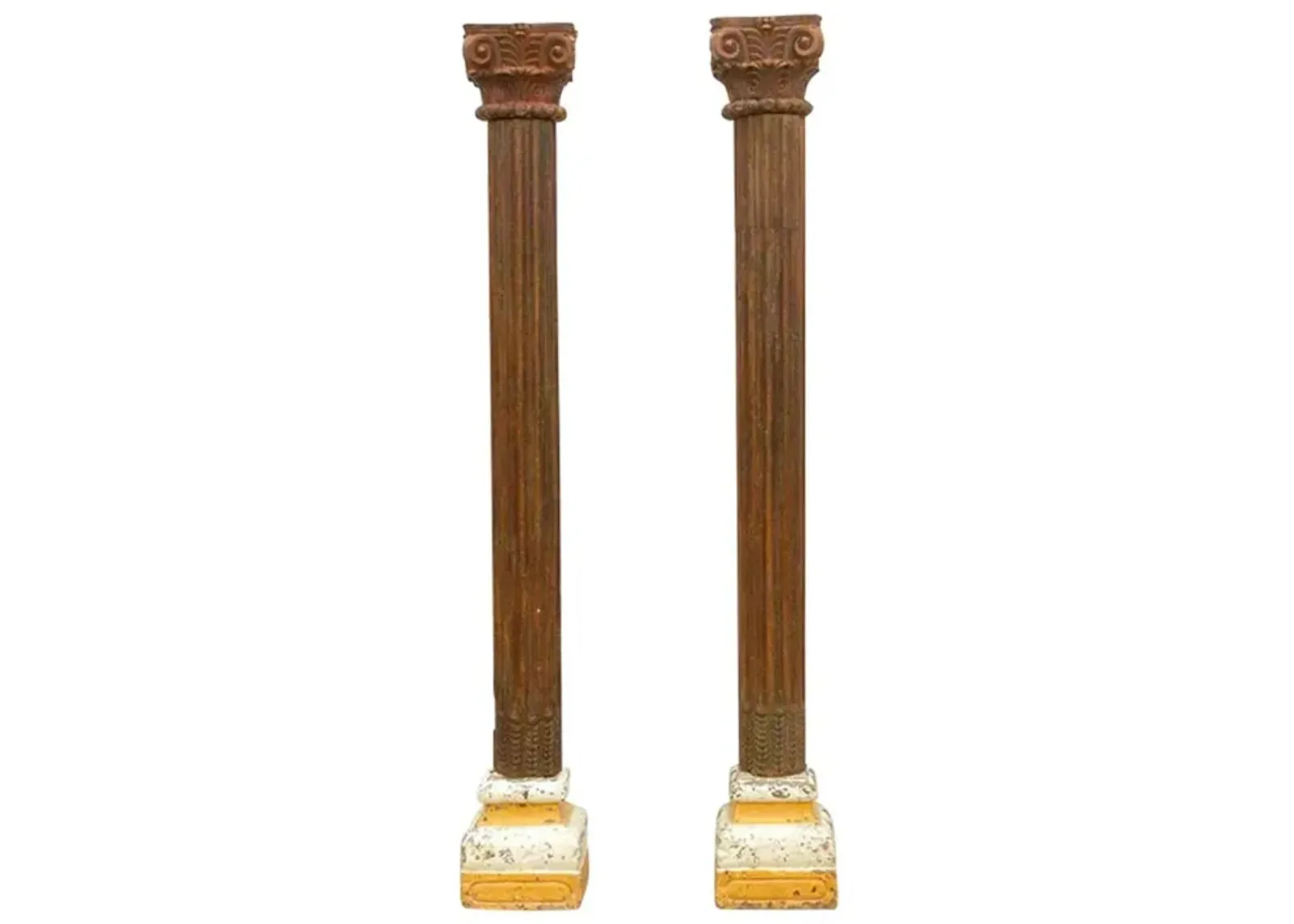 Pair of 1800's Stone Teak Carved Columns