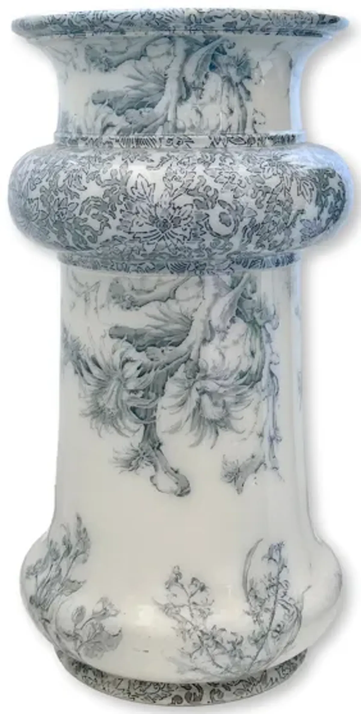 C. 1880 Doulton Flow Blue Umbrella Stand