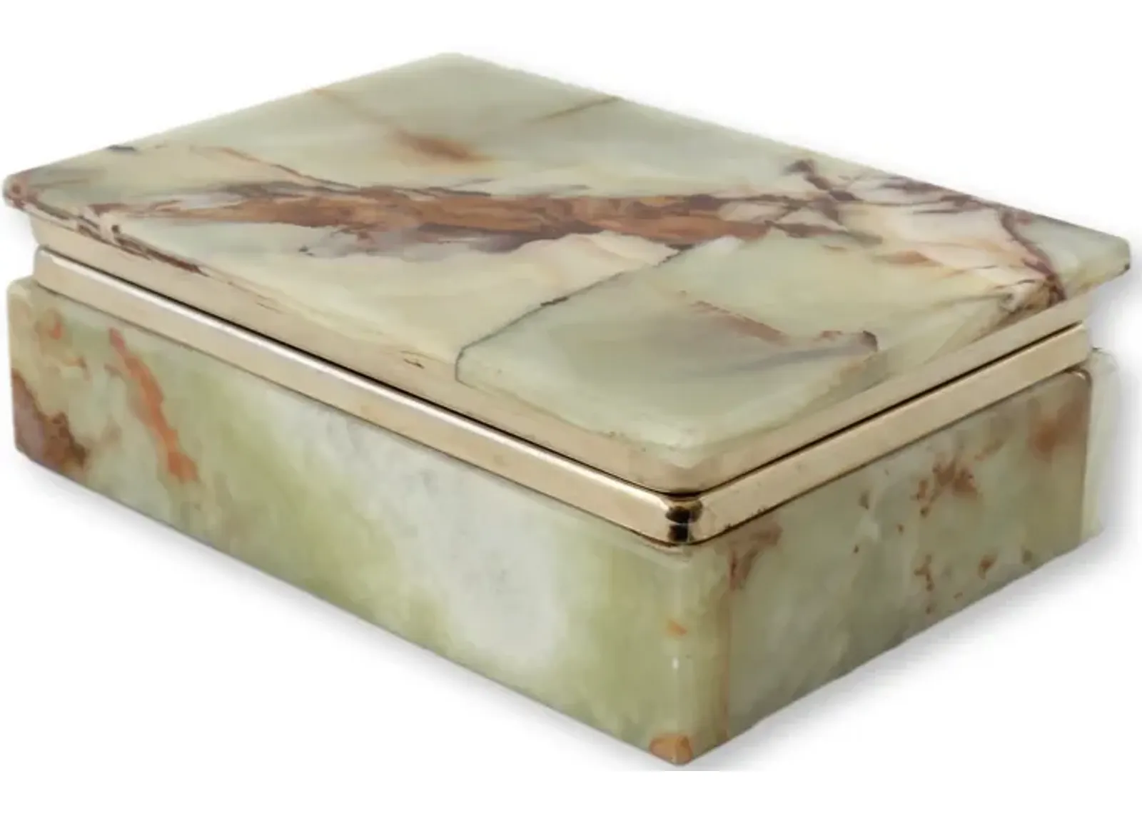 1960s Mori Green Marbled Mineral Box