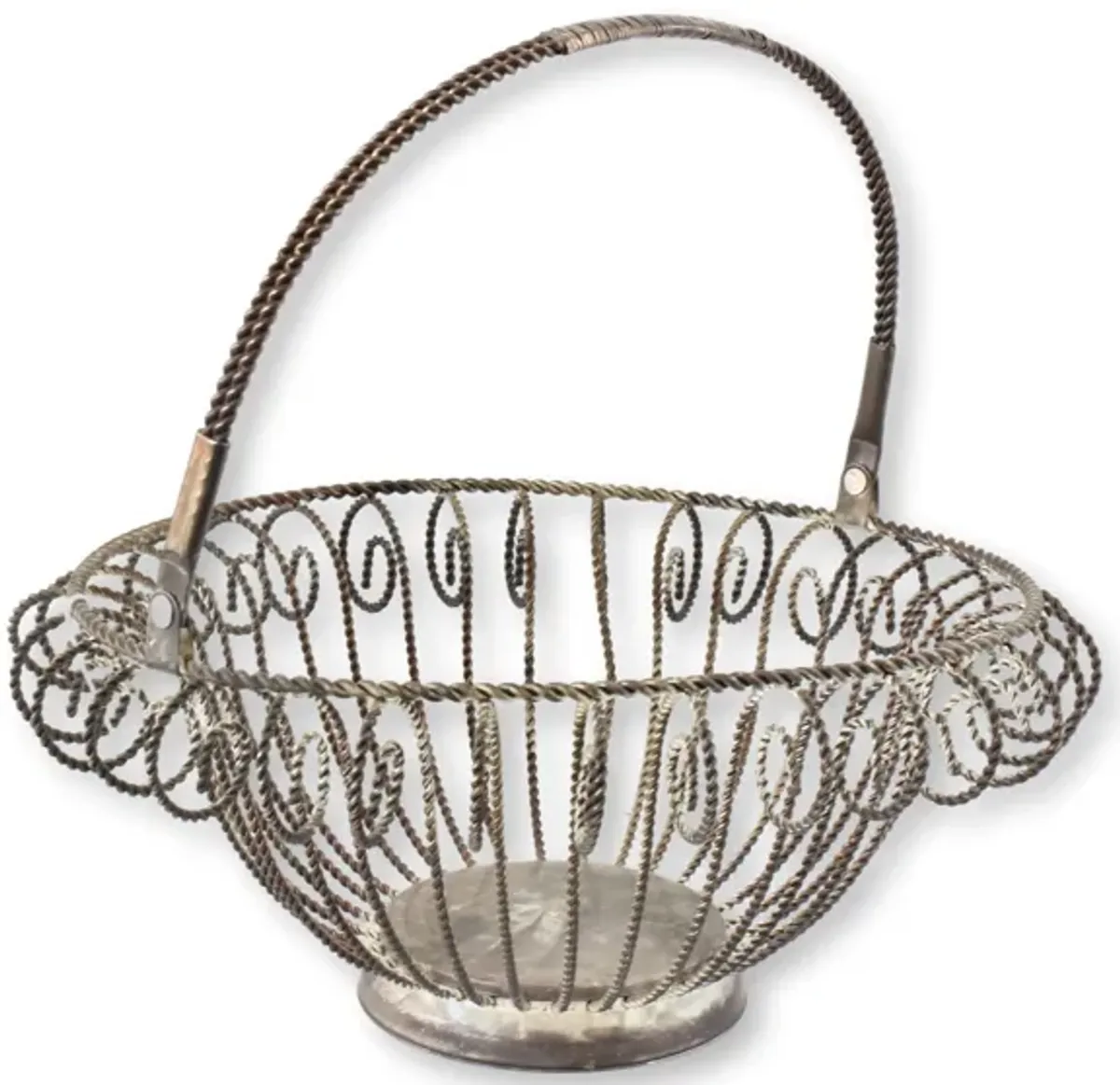 Midcentury Silver-Plated Wire Basket