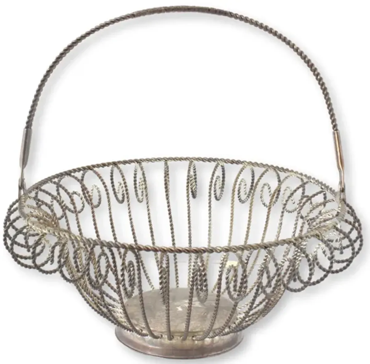 Midcentury Silver-Plated Wire Basket