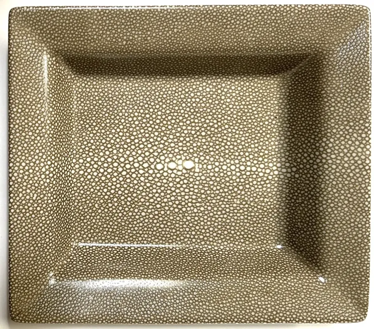 Faux-Shagreen Porcelain Tray - Beige