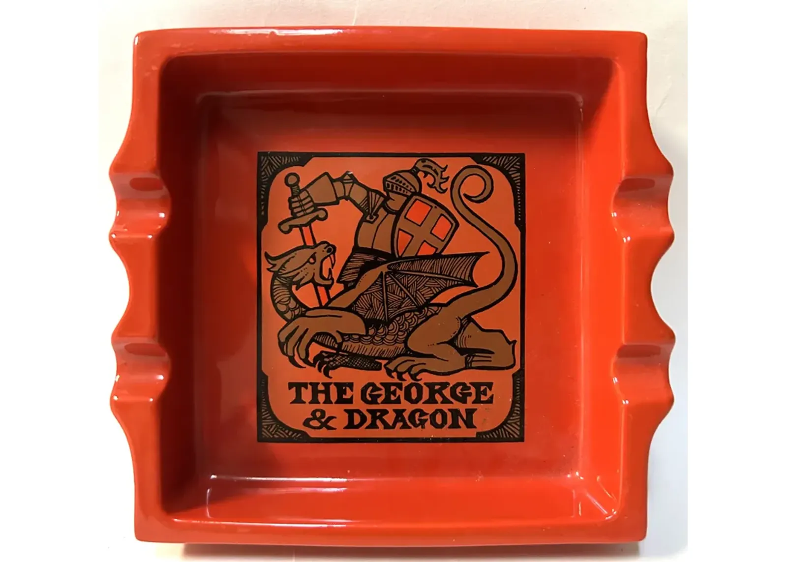 The George & Dragon English Pub Ashtray - orange