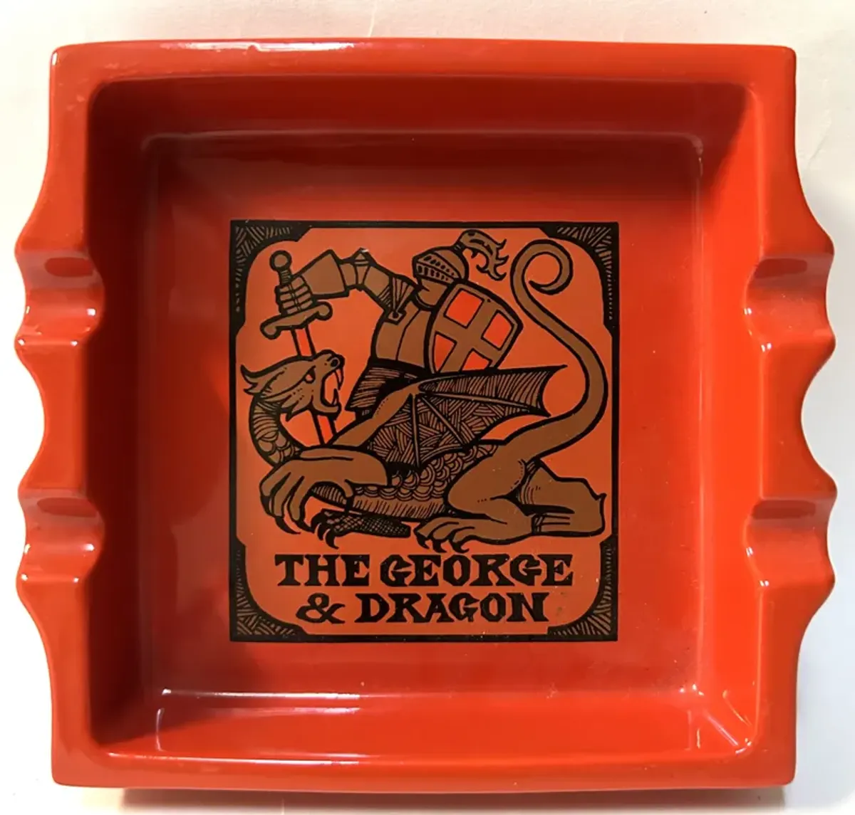 The George & Dragon English Pub Ashtray - orange