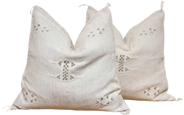 Set of 2 19" Silver Moroccan Silk Pillows - de-cor - Handcrafted