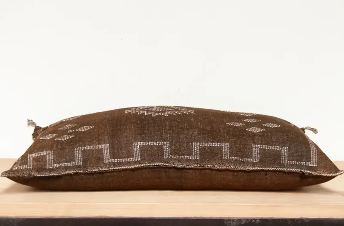 Long Midnight Umber Moroccan Silk Pillow - Handcrafted