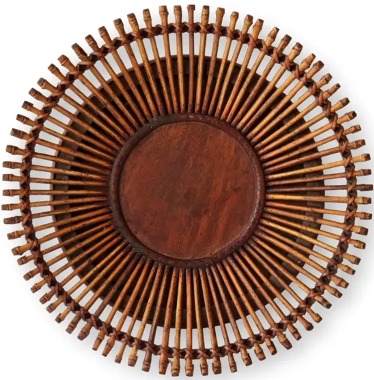 Midcentury Bamboo Centerpiece Plate - brown