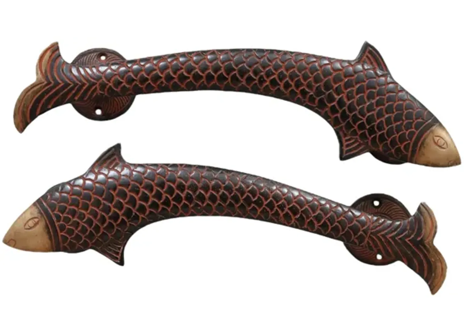 Brass Fish Door Handles - a Pair