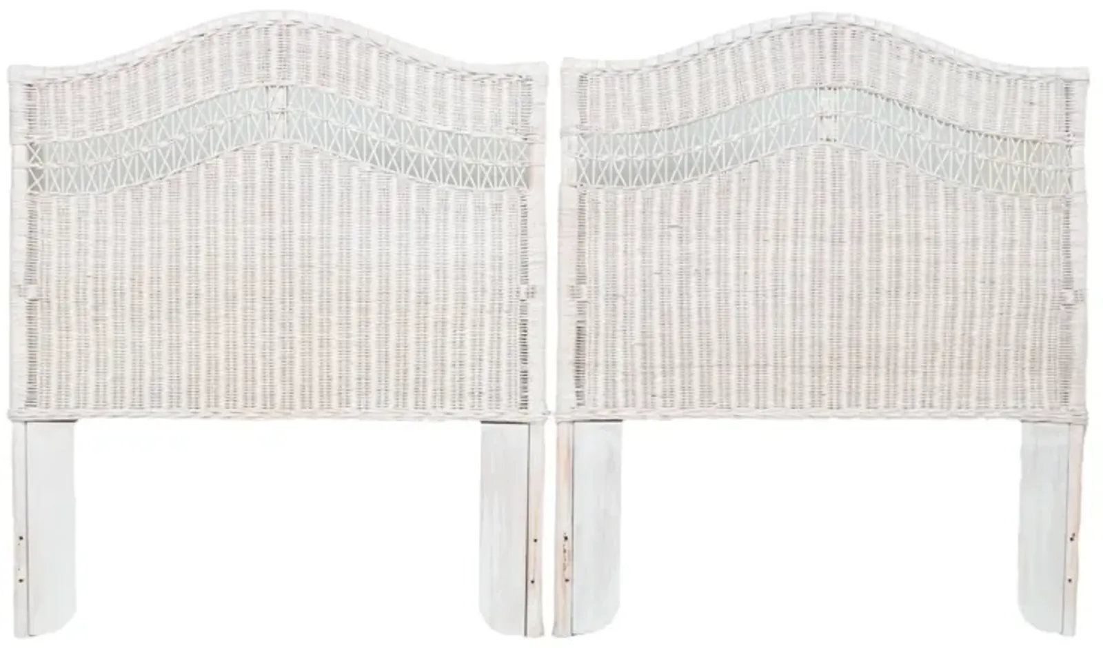 Whitewashed Wicker Twin Headboards - Set of 2