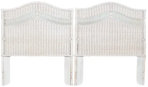 Whitewashed Wicker Twin Headboards - Set of 2 - Interesting Things