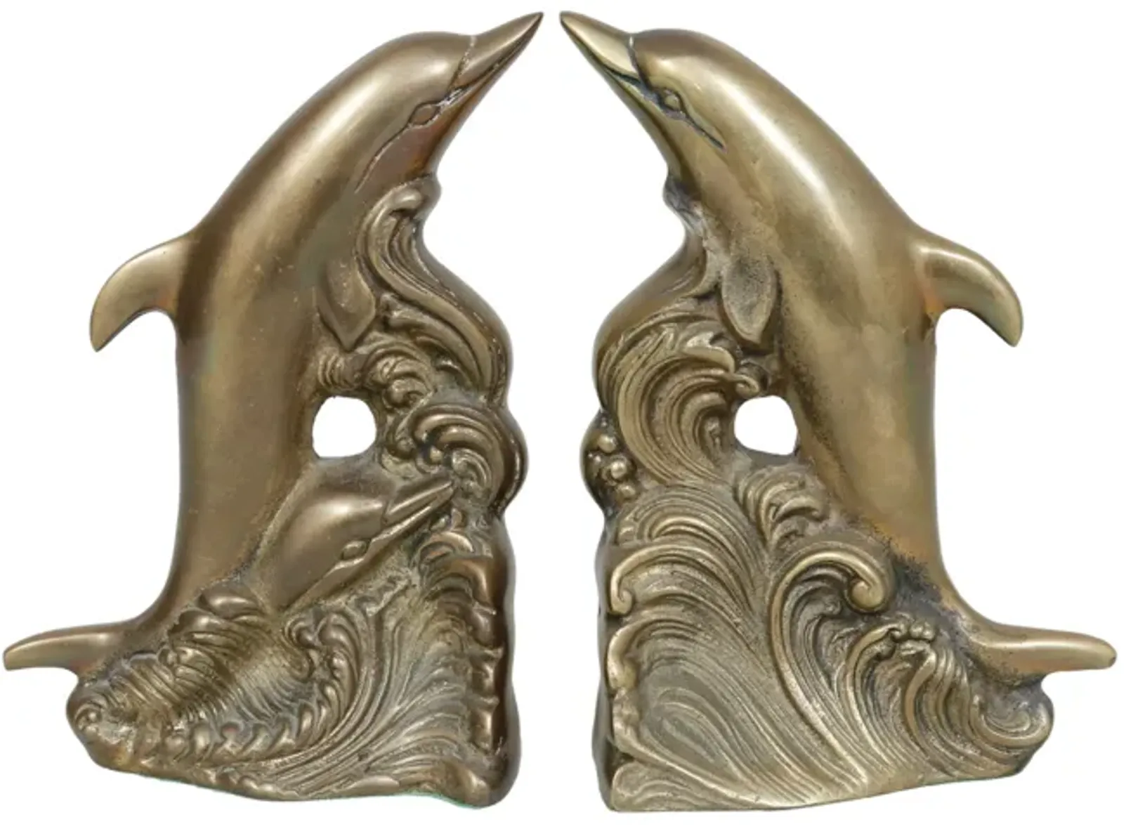 Brass Dolphin Bookends - a Pair