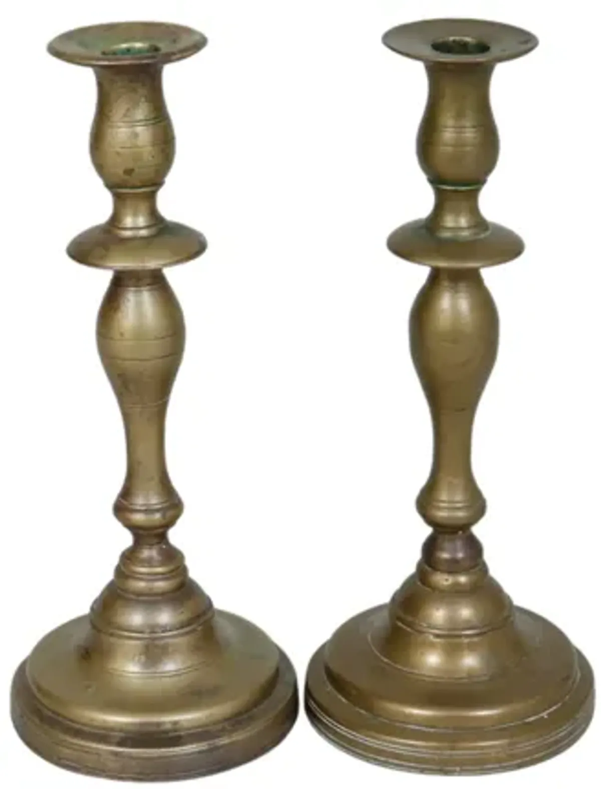 Turned Brass Candlestick Holders - a Pair