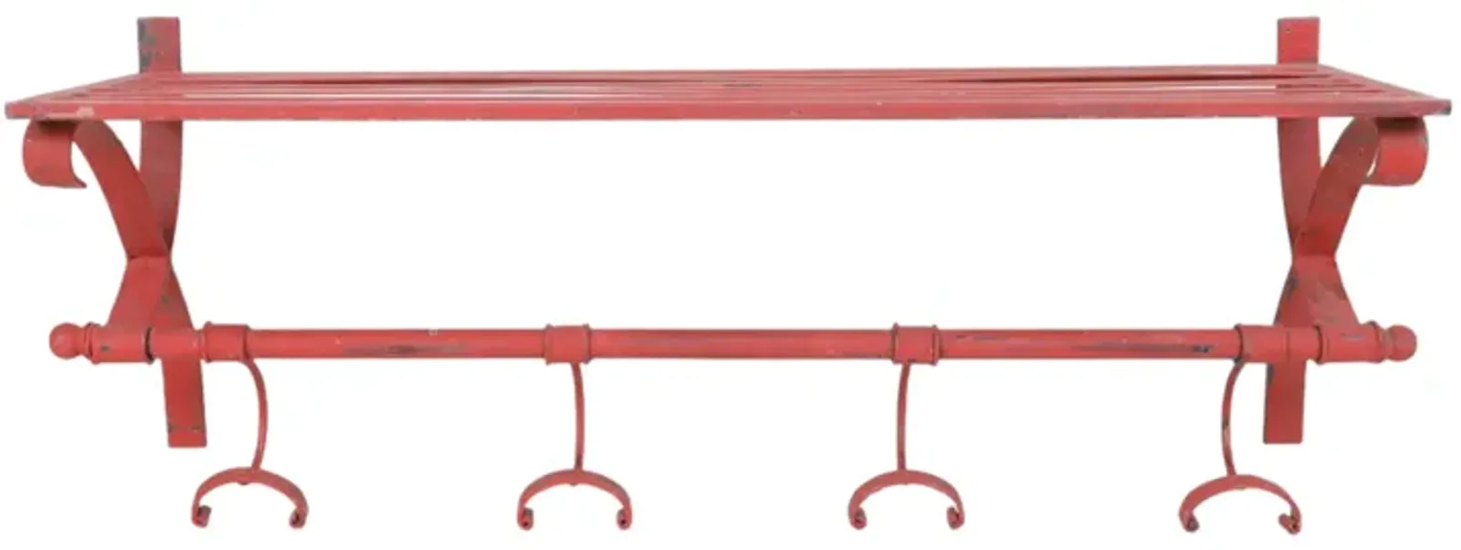 1920 s Red Wrought Iron Shelf