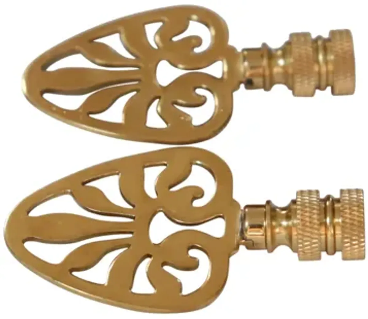 Brass Lamp Finials - a Pair - Gold - Fits a standard size lamp harp