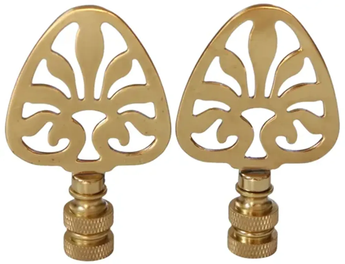 Brass Lamp Finials - a Pair - Gold - Fits a standard size lamp harp