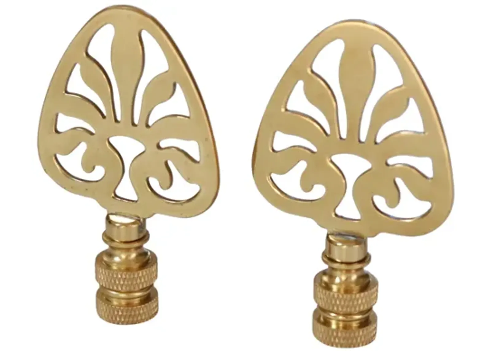 Brass Lamp Finials - a Pair - Gold - Fits a standard size lamp harp