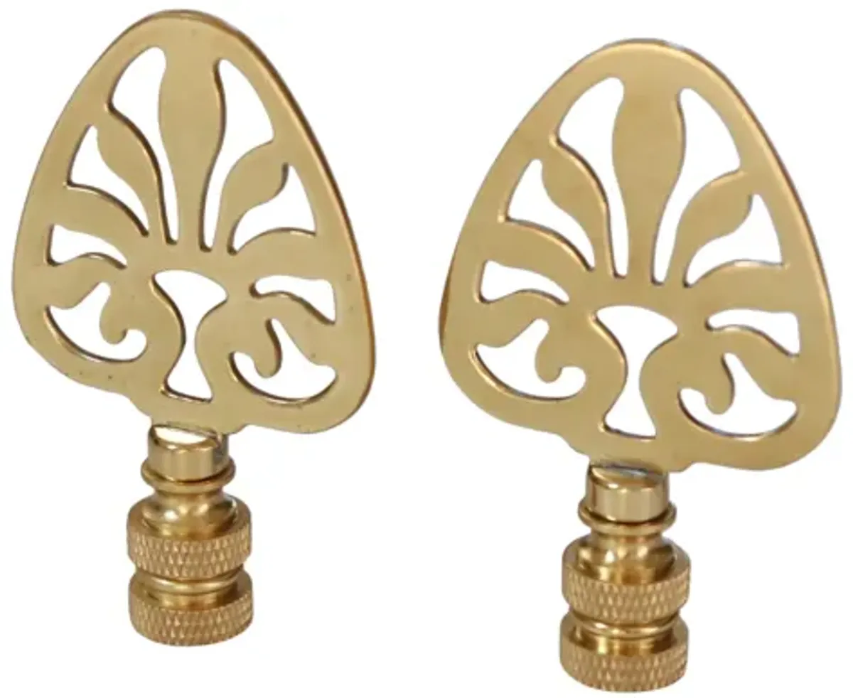 Brass Lamp Finials - a Pair - Gold - Fits a standard size lamp harp