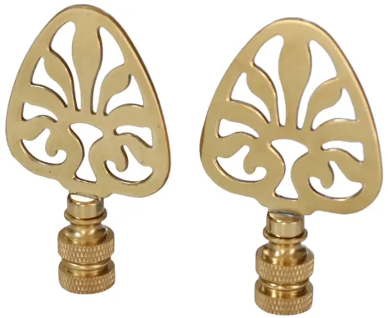 Brass Lamp Finials - a Pair - Gold - Fits a standard size lamp harp