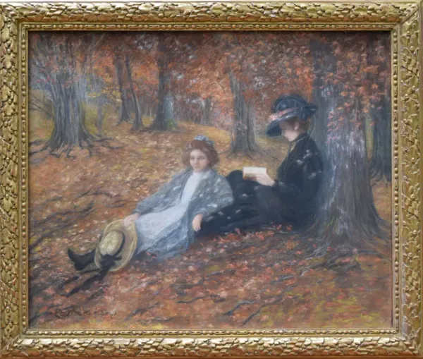 "Autumn Idyll" Large Pastel -Louise Kamp - Antiquarian Art Company - brown
