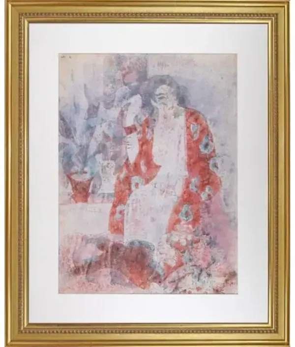 Woman in Kimono by Victor di Gesu 1950s - Antiquarian Art Company - red