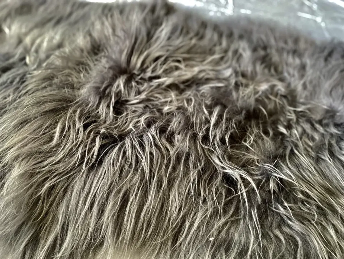 Gray Icelandic Double Sheepskin Throw - Brown