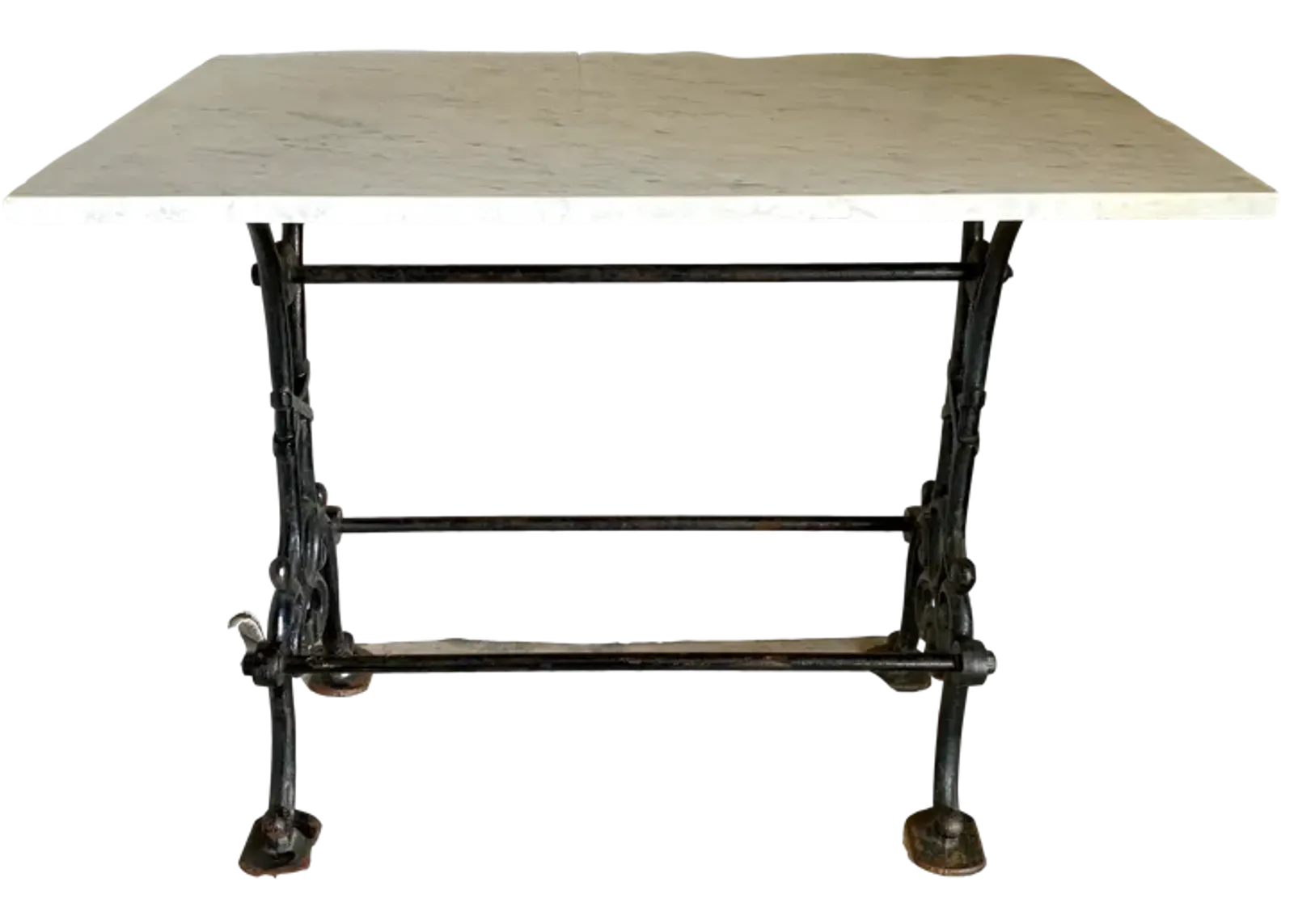 French Cast Iron Marble Bistro Table - Beige