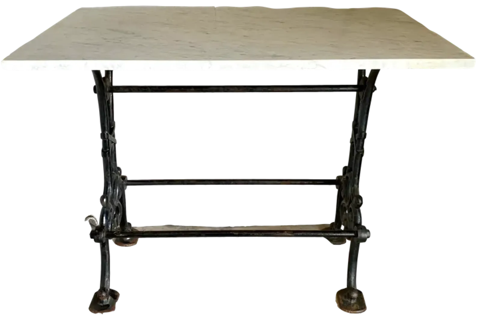 French Cast Iron Marble Bistro Table - Beige