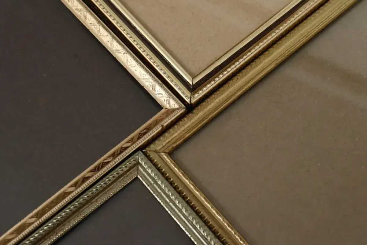 Vintage Brass Photo Frames - Set of 8 - Gold