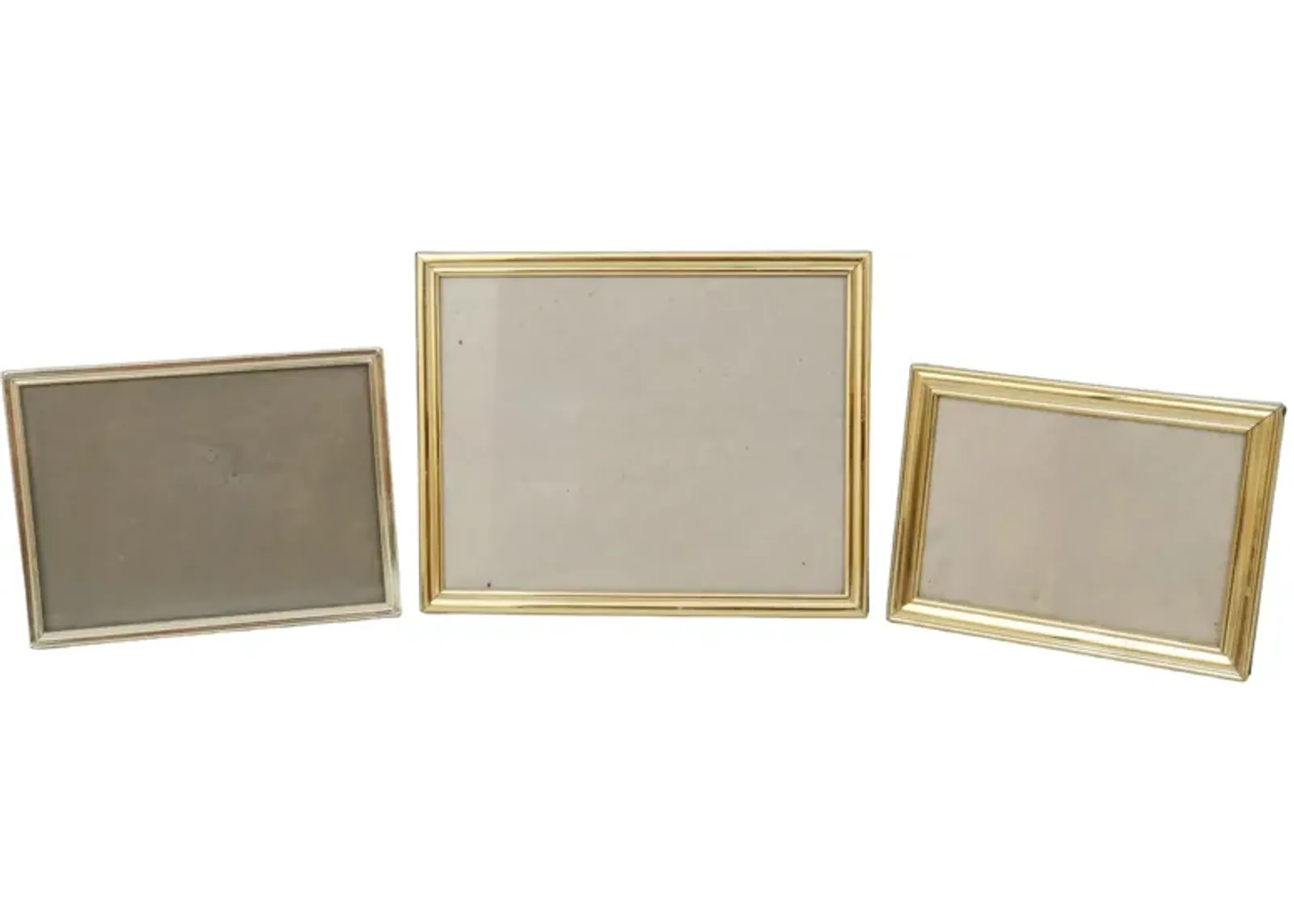 Vintage Brass Photo Frames - Set of 3 - Gold