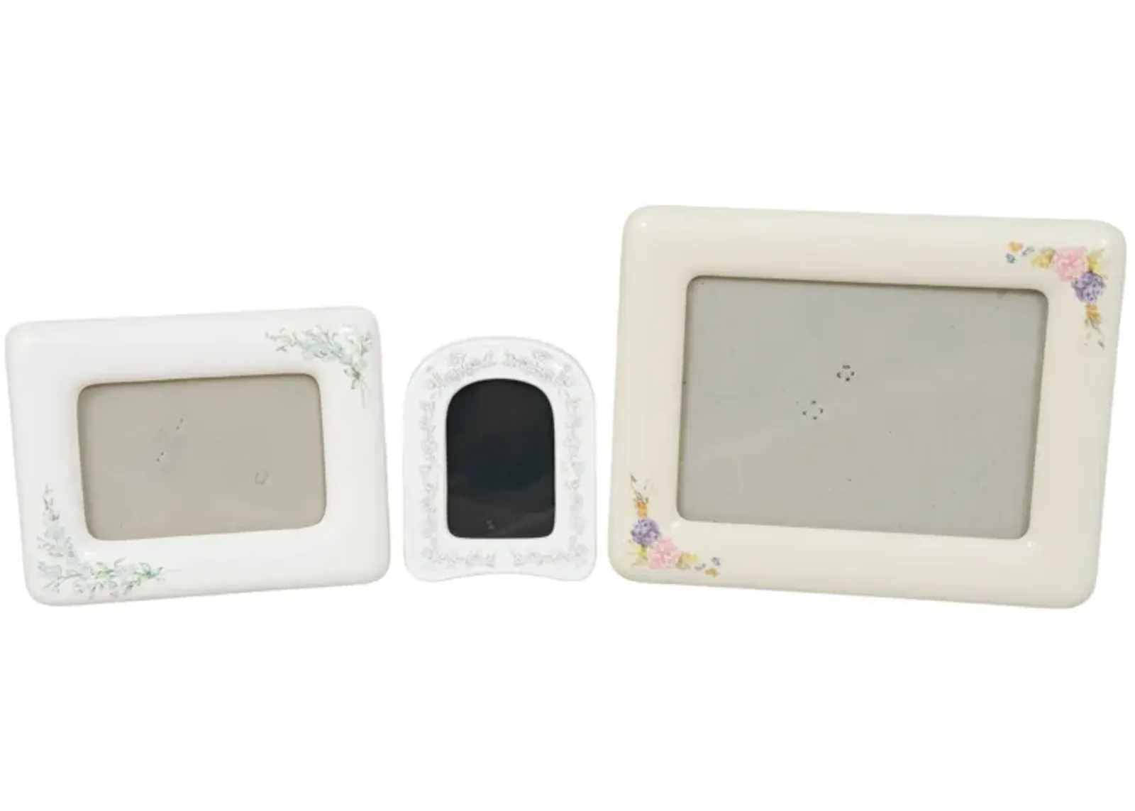 1980’s Floral Ceramic Photo Frames - Set - White