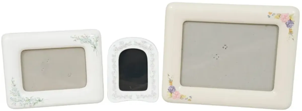 1980’s Floral Ceramic Photo Frames - Set - White