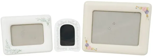 1980 s Floral Ceramic Photo Frames - Set - Interesting Things - White